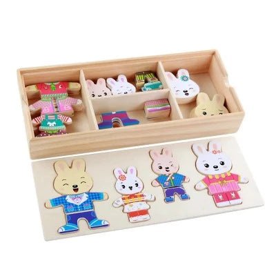 DressWood™ - Jouet Planche en bois d'habillage d'ours | Jeux enfants - Intelli Toys